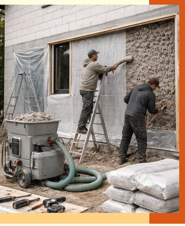 Утепление дома из газобетона эковатой в Щербинке от 4582 руб./м2 | ТепломастерЩрб